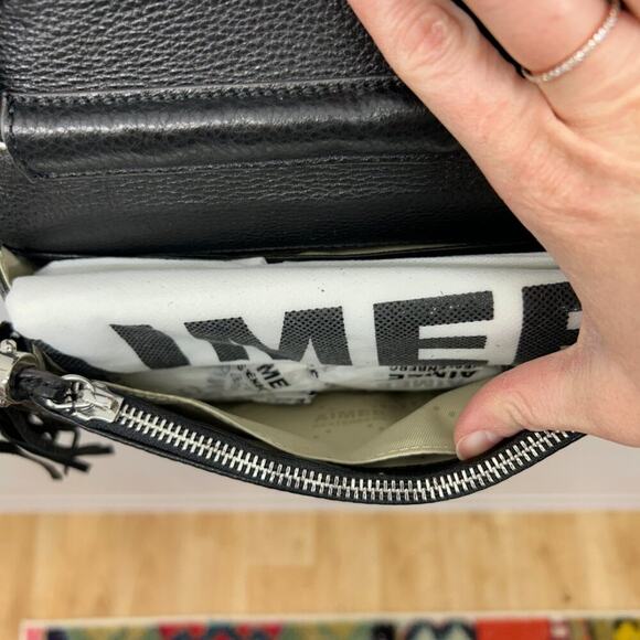 NEW $228 Aimee Kestenberg Black Chain Fringe Tassel Leather Crossbody Purse Bag - Picture 8 of 9